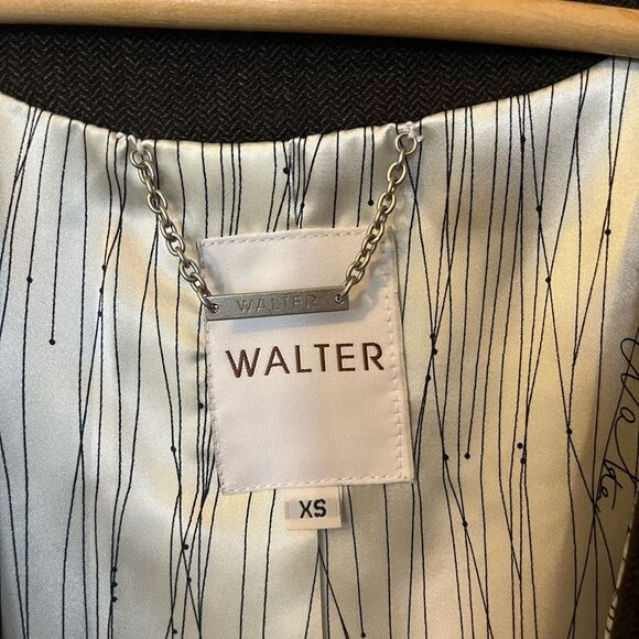 Women's Walter Kimono Jacket SZ XS Wool Brown Ruffle - Picture 3 of 16